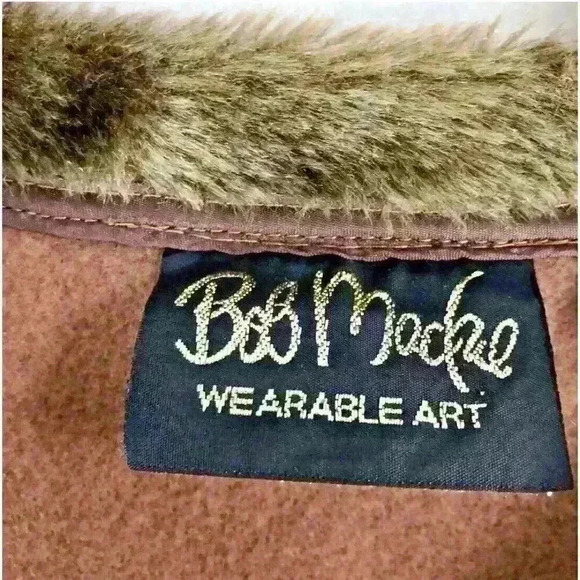 VTG Bob Mackie Wearable Art Sz M Fleece Vest Embroidered Feathers Boho Chic - Picture 4 of 14